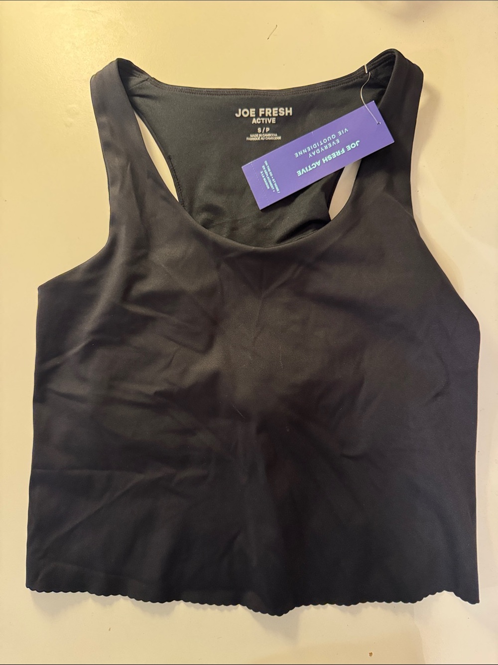 NWT Joe Fresh Black Racerback Crop Tank Sport Bra Tank